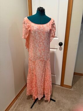 Geary Roark vintage kamisato pm Elegant Coral Floral Maxi Dress
